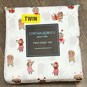 HOLIDAY - Cynthia Rowley - ‘Dachshund  Valentine’ Twin Sheet Set. NWT Firm!